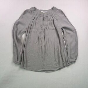 Boden Pleated Bib Front Long Sleeve Blouse Gray Size 12